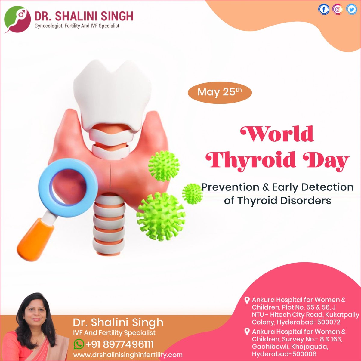DrShalini111's tweet image. Thyroid disorders are often missed.
Simple blood tests can reveal big issues.
Take control of your health this World Thyroid Day.
Don't guess—get tested. ✅

#ThyroidTest #BloodTest #ThyroidScreening #PreventiveHealth #WorldThyroidDay #HormonalHealth #HealthAwareness