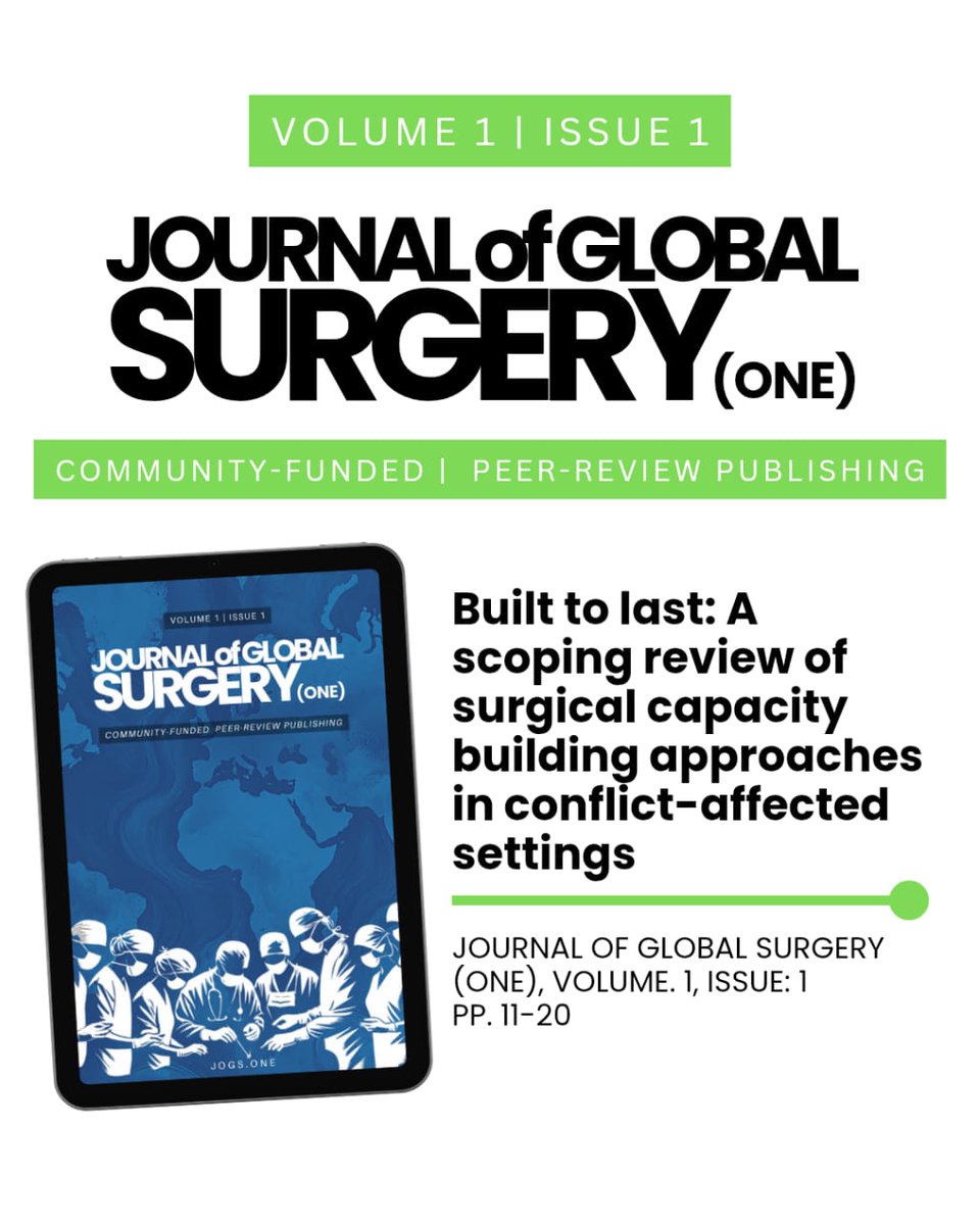 Association of Academic Global Surgery (@aaglobalsurgery) on Twitter photo How can we sustainably build surgical capacity in conflict zones? A global review by authors from Wisconsin, Gaza, Kursk, Liverpool, and Alaska. Read it here: jogs.one/JoGS_1162
<a href="/jogs_one/">The Journal Of Global Surgery (ONE)</a>, a journal for ethical, transparent, and equitable global surgery for all.
#JoGS How can we sustainably build surgical capacity in conflict zones? A global review by authors from Wisconsin, Gaza, Kursk, Liverpool, and Alaska. Read it here: jogs.one/JoGS_1162
<a href="/jogs_one/">The Journal Of Global Surgery (ONE)</a>, a journal for ethical, transparent, and equitable global surgery for all.
#JoGS