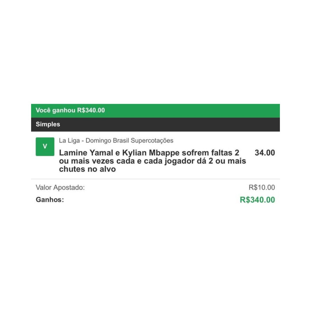 🔥 Se você tá chegando agora, deixa eu te atualizar. Em menos de 15 dias, cravamos duas odds gigantescas:

✅ ODDS 30 na Série A

✅ ODDS 34 em La Liga

Como eu disse anteriormente, não vou acertar sempre, mas é inegável que a fase é excelente.

👉 Pra manter o embalo eu já