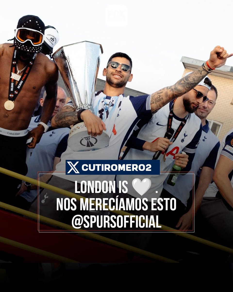 #EuropaLeague | Tiempo de festejos para Cristian "Cuti" Romero con el Tottenham por las calles de Londres, tras las obtención de la Europa League.