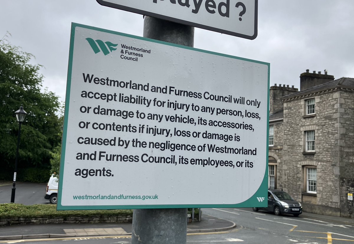 Interesting sign, that for once doesn't shrug off ALL liability like lots of others. 
But can't really fathom why anyone would expect they'd be liable for something that's *not* their fault?