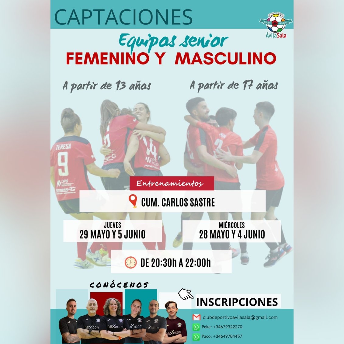 Lo habéis pedido, y ya lo tenéis!! Las fechas de Jornadas de PUERTAS ABIERTAS de la Escuela y de los equipos senior!

⚠️ 🔝 Próximamente abriremos las inscripciones para la temporada 25/26 !

¡Pásate a conocernos!

No esperes más a pertenecer a esta gran familia del ÁvilaSala❤️🖤