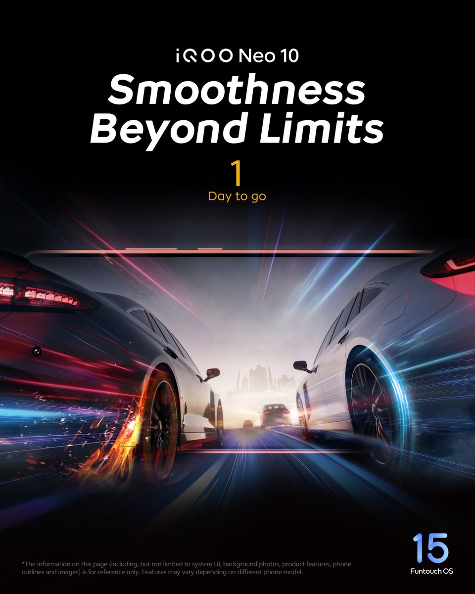 Only 1 day to go! #iQOONeo10 is coming with a 60-month smooth experience. Game faster and enjoy super-fast system smoothness!【🎁Follow and repost to win an Amazon gift card worth RS.500】#vivo #technology #FuntouchOS15