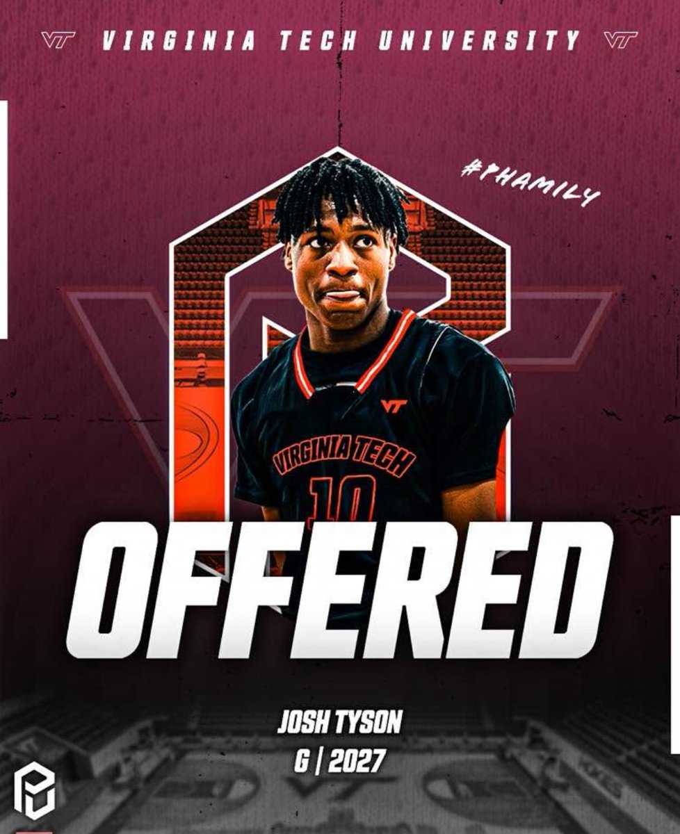 Congratulations to Phenom United #3 2027. 
Josh Tyson on picking up this BigTime Offer from Virginia Tech University. This Rising Phenom has raised his level of play this Season and College Coaches have taken notice.
#WeArePhenomUnited
“Coach” Howard