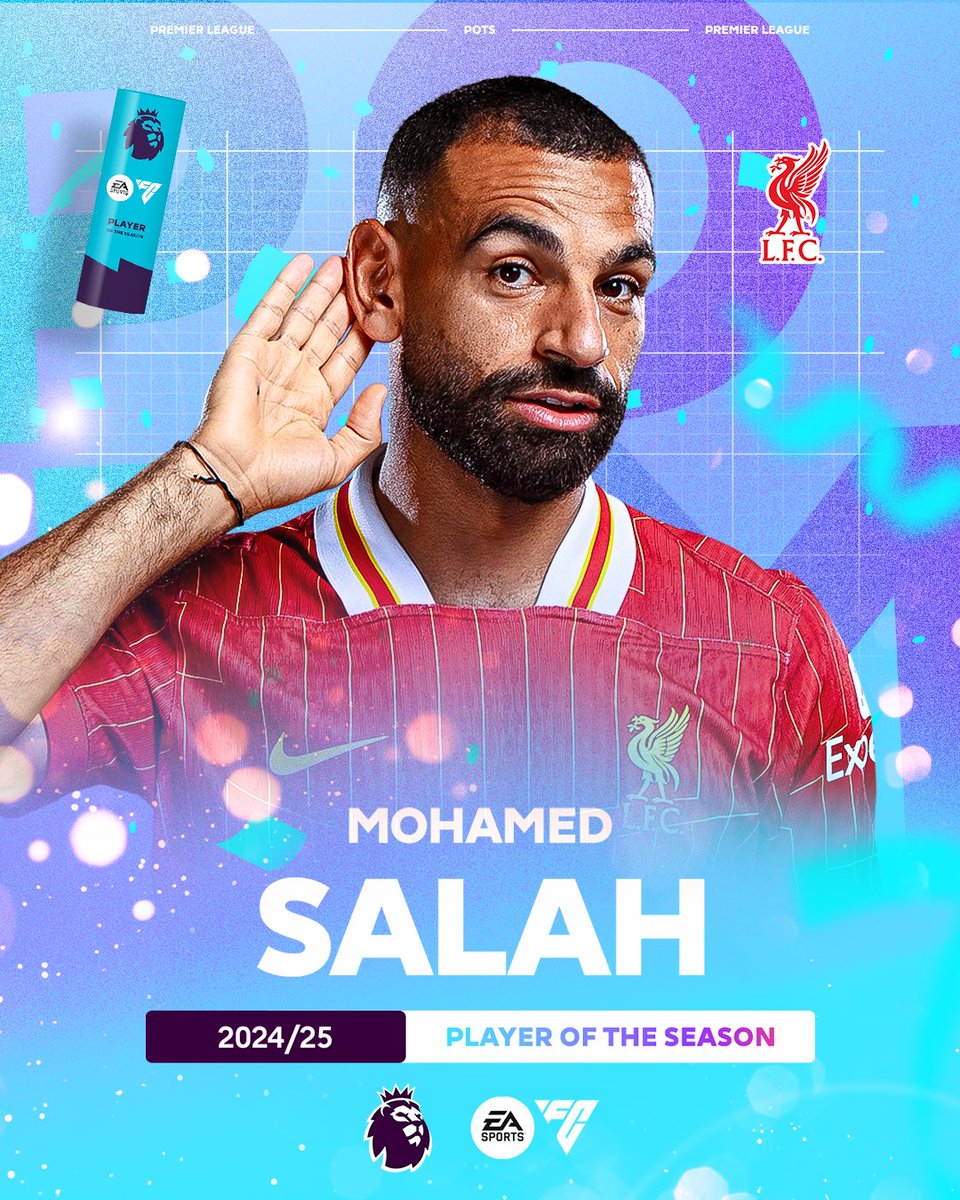 Premier League (@premierleague) on Twitter photo It had to be him...
Mohamed Salah is your <a href="/EASPORTSFC/">EA SPORTS FC</a> Player of the Season 🏆
<a href="/LFC/">Liverpool FC</a> | <a href="/MoSalah/">Mohamed Salah</a> It had to be him...
Mohamed Salah is your <a href="/EASPORTSFC/">EA SPORTS FC</a> Player of the Season 🏆
<a href="/LFC/">Liverpool FC</a> | <a href="/MoSalah/">Mohamed Salah</a>