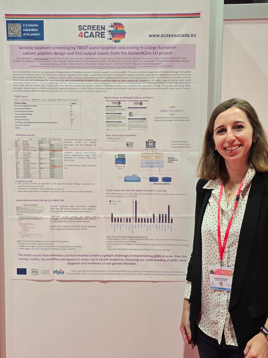 CNAG (@cnag_eu) on Twitter photo 👀Ready to dive into the latest study by our Clinical Genomics Manager, <a href="/LeslieMatalonga/">Leslie Matalonga</a>?
➡️13-14h. Genetic newborn screening by TREAT panel targeted sequencing in a large European cohort: pipeline design and first output results from the <a href="/Screen4Care/">Screen4Care</a> EU project
#eshg2025 👀Ready to dive into the latest study by our Clinical Genomics Manager, <a href="/LeslieMatalonga/">Leslie Matalonga</a>?
➡️13-14h. Genetic newborn screening by TREAT panel targeted sequencing in a large European cohort: pipeline design and first output results from the <a href="/Screen4Care/">Screen4Care</a> EU project
#eshg2025