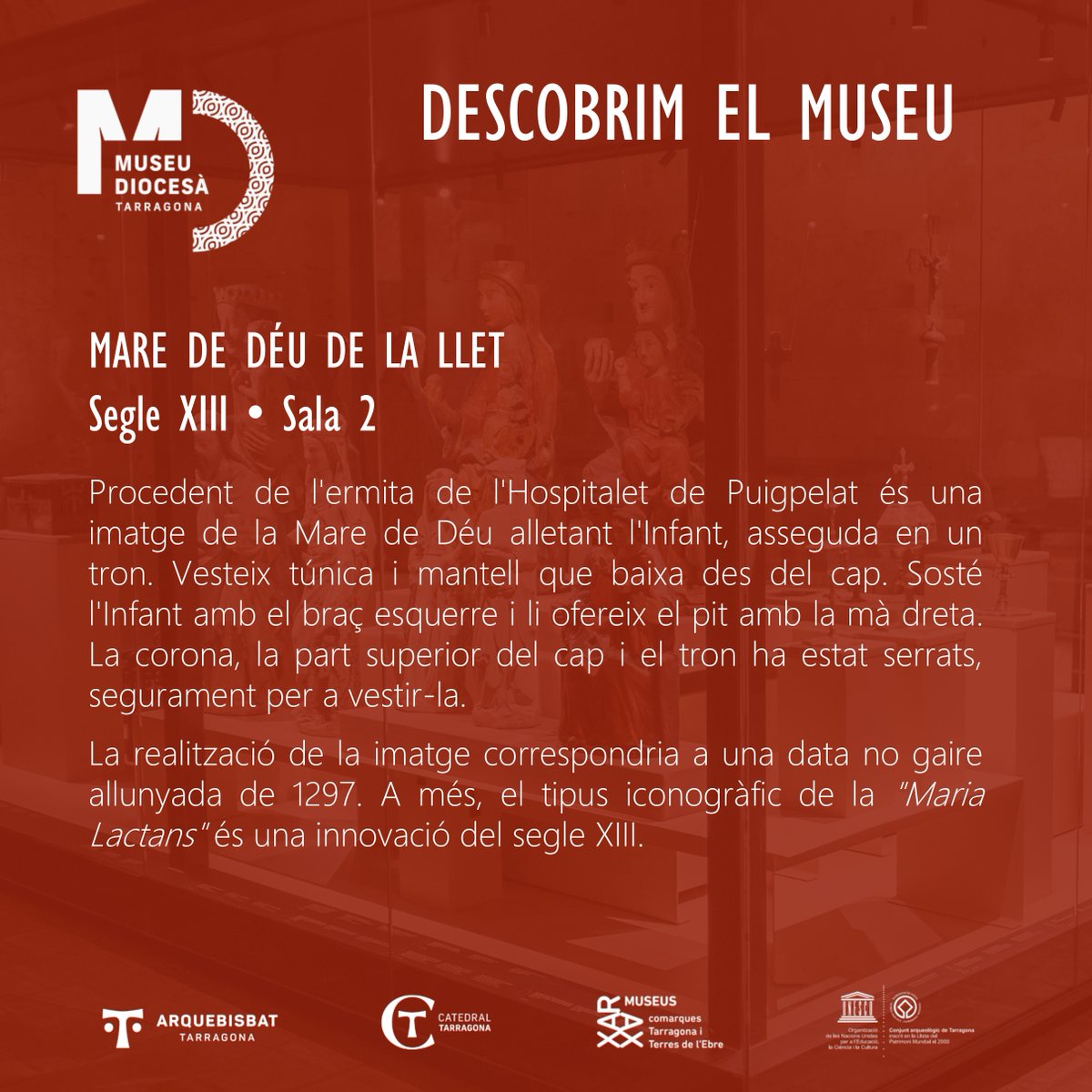 Museu Diocesà de Tarragona (@museudiocesatgn) on Twitter photo 🏛 DESCOBRIM EL MUSEU | Avui us presentem la imatge de la Mare de Déu de la Llet, del segle XIII. La podeu veure a la Sala 2 del MDT.
#DescobrimelMuseuDiocesàTgn #esglésiadetarragona #MDT #museudiocesàtarragona
<a href="/esglesiatgn/">Arquebisbat de Tarragona</a> 🏛 DESCOBRIM EL MUSEU | Avui us presentem la imatge de la Mare de Déu de la Llet, del segle XIII. La podeu veure a la Sala 2 del MDT.
#DescobrimelMuseuDiocesàTgn #esglésiadetarragona #MDT #museudiocesàtarragona
<a href="/esglesiatgn/">Arquebisbat de Tarragona</a>