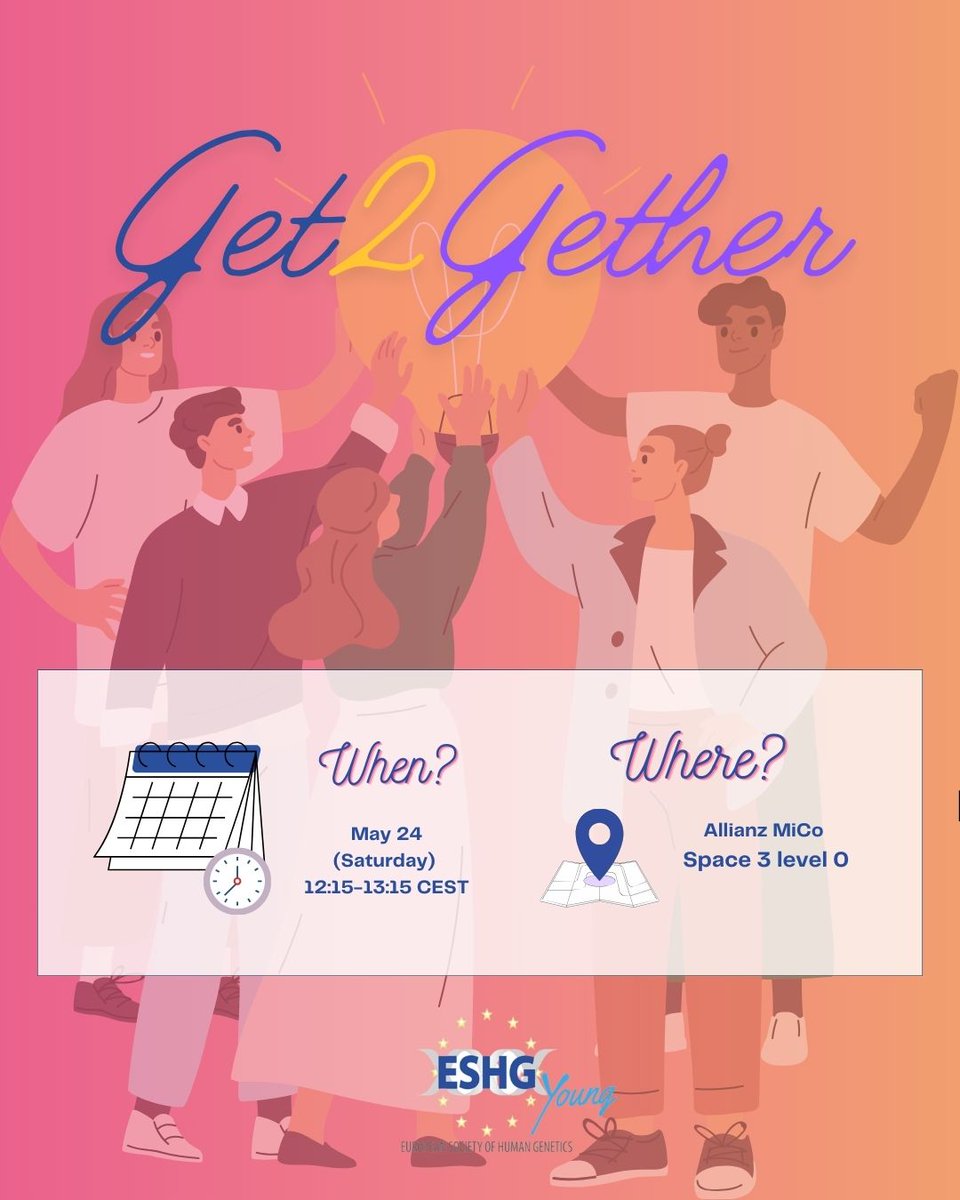 eshg_young (@eshg_young) on Twitter photo 🔈Get2Gether, an initiative of <a href="/eshg_young/">eshg_young</a> starts soon at #ESHG2025, Space 3🔈Meet geneticist involved in Young European Initatives in Human Genetics 🧬 and learn results of the voting 🗳️for the ESHG-Y Commitee Members. No registration needed. Session followed by Happy Hour 🍹 🔈Get2Gether, an initiative of <a href="/eshg_young/">eshg_young</a> starts soon at #ESHG2025, Space 3🔈Meet geneticist involved in Young European Initatives in Human Genetics 🧬 and learn results of the voting 🗳️for the ESHG-Y Commitee Members. No registration needed. Session followed by Happy Hour 🍹