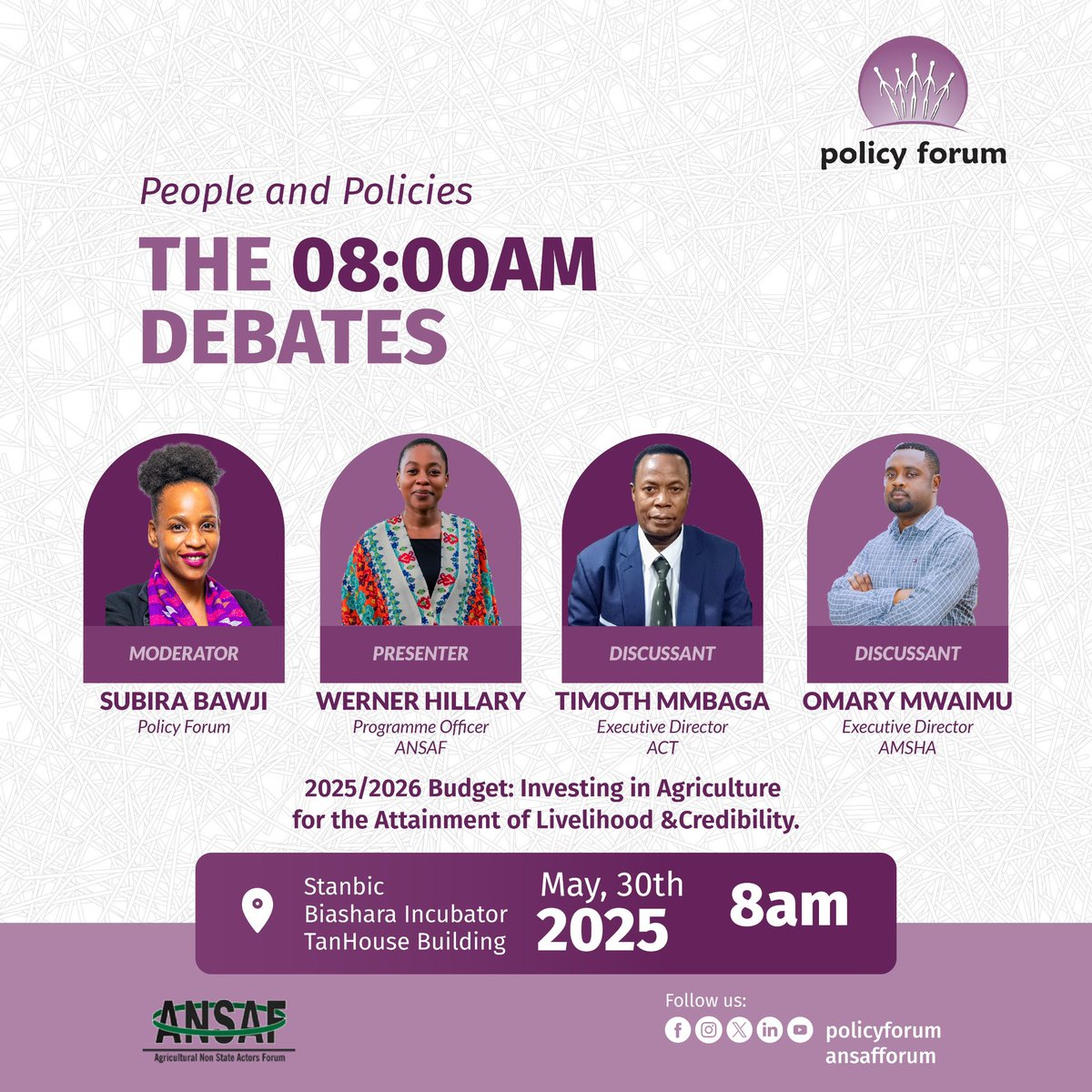 This month’s #PolicyForumBD in collaboration with <a href="/ANSAFForum/">ANSAF</a> we will be discussing about the 2025/25 Agriculture Budget
📍TanHouse (Stanbic Biashara Incubator)
🗓️ 30/05/2025
⏱️8am-10am
You are all welcome