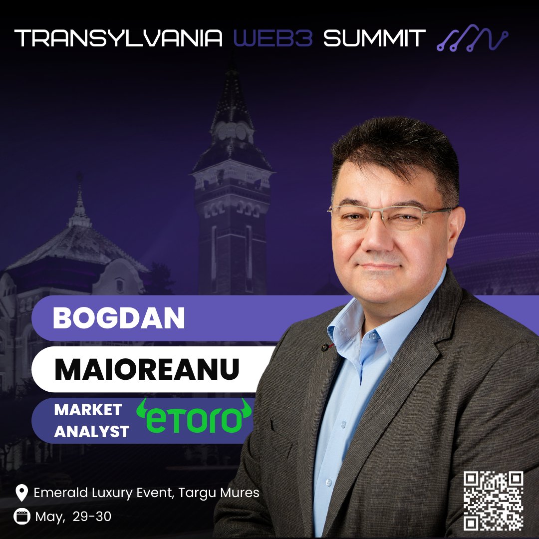 TransylvaniaW3S's tweet image. 📊 Excited to welcome Bogdan Maioreanu, Market Analyst at @eToro , to #TransylvaniaWeb3Summit 2025!
Bringing expert insight on global markets, trends, and the future of digital assets.

Great to have you with us! 📈🌍
 #eToro #Web3 #TransylvaniaSummit
