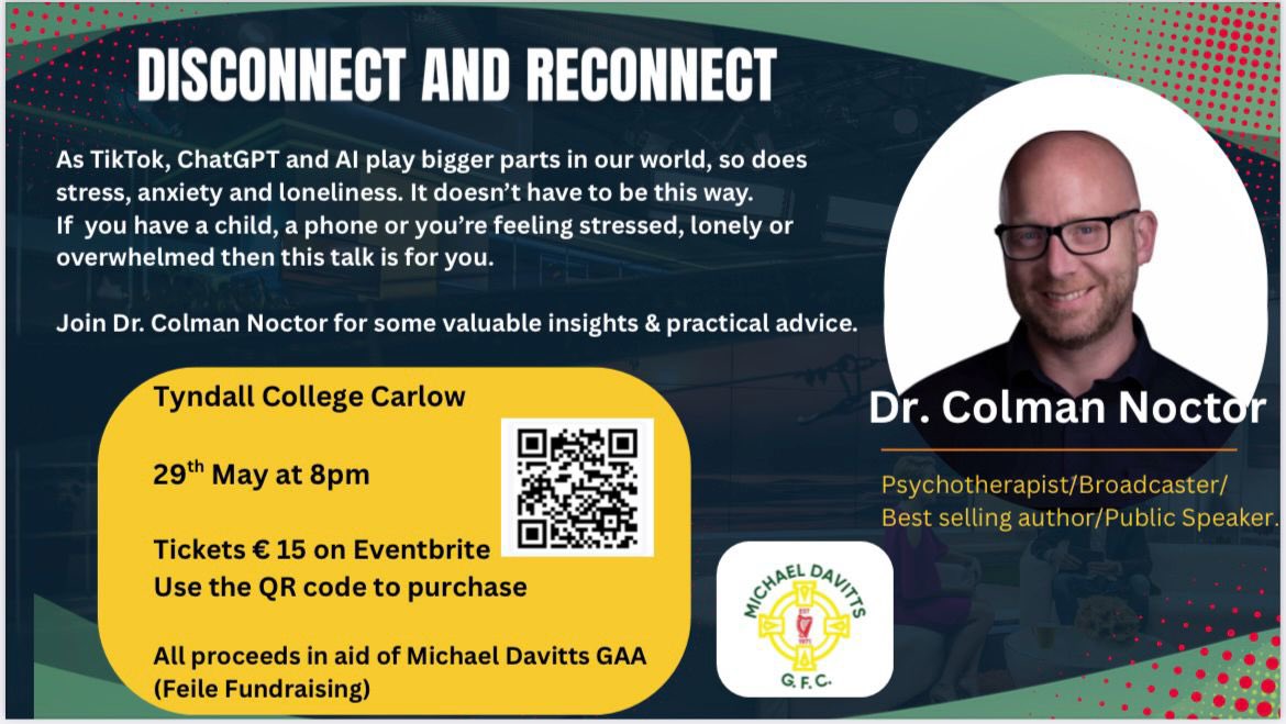 Dr. Colman Noctor (@colnoc77) on Twitter photo If anyone is from around the #Carlow area and could share this information about an upcoming fundraiser event on Thursday 29th May in Tyndall College I would really appreciate it… 👇👇Thank you eventbrite.ie/e/disconnect-a… If anyone is from around the #Carlow area and could share this information about an upcoming fundraiser event on Thursday 29th May in Tyndall College I would really appreciate it… 👇👇Thank you eventbrite.ie/e/disconnect-a…