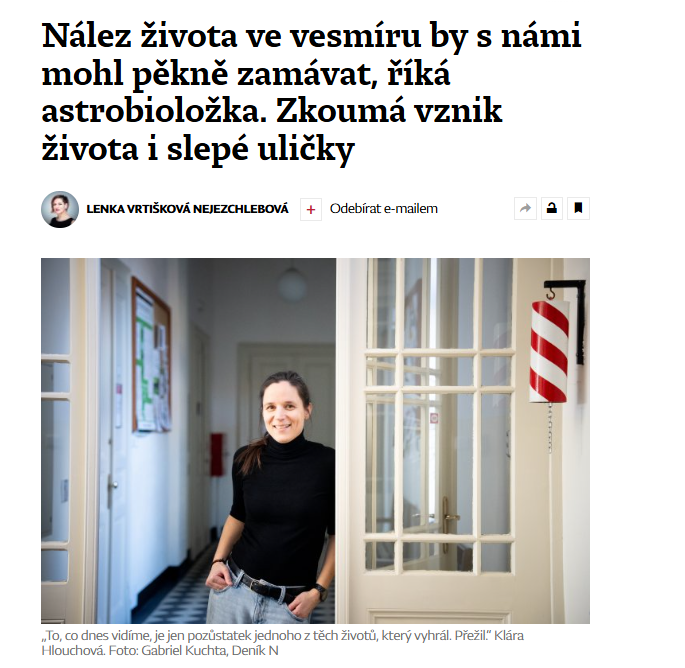 Lenka Vrtišková N (@lenislavka) on Twitter photo V české vědě máme silnou ženskou úderku. A mezi ty nej patří <a href="/KlaraH_lab/">Klara Hlouchova lab</a> . Biochemička a astrobioložka má laborku na <a href="/PrirodovedaUK/">PřírodovědaPopulárně</a> Dosáhla na hustokrutej grant ERC Consolidator, má cenu <a href="/NadaceNeuron/">Nadace Neuron</a> .Dělá fascinující výzkum, krásně se s ní povídá...
denikn.cz/1738235/nalez-… V české vědě máme silnou ženskou úderku. A mezi ty nej patří <a href="/KlaraH_lab/">Klara Hlouchova lab</a> . Biochemička a astrobioložka má laborku na <a href="/PrirodovedaUK/">PřírodovědaPopulárně</a> Dosáhla na hustokrutej grant ERC Consolidator, má cenu <a href="/NadaceNeuron/">Nadace Neuron</a> .Dělá fascinující výzkum, krásně se s ní povídá...
denikn.cz/1738235/nalez-…