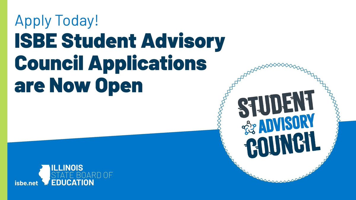 Do you know a student who is passionate about education and an advocate for educational equity in Illinois? Encourage them to apply for ISBE's 2025-26 Student Advisory Council! 

okt.to/kWTpFO.