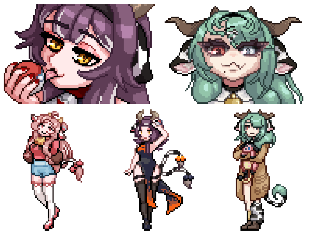 Realized I never posted <a href="/crellythecow/">Crelly 🎱🐮 Cow VTuber</a> 's pixelart ❤🐁
#crellart