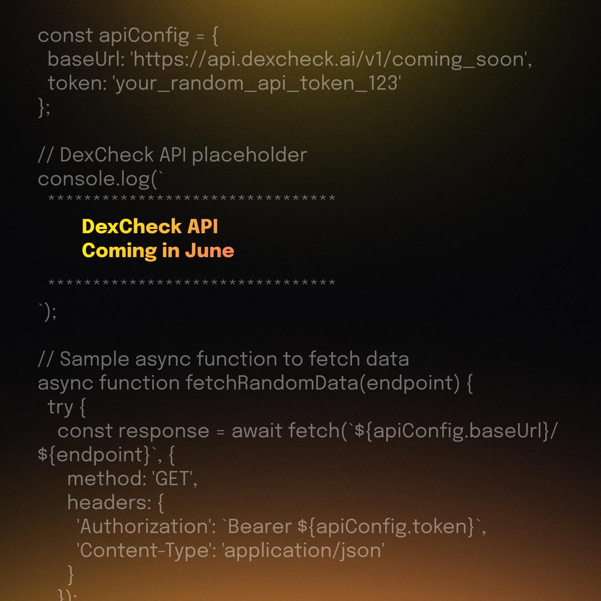 DexCheck API v1 is coming in June

Most cost-effective solution in the market

Payments for API access in $DCK

that’s it, that’s the tweet.