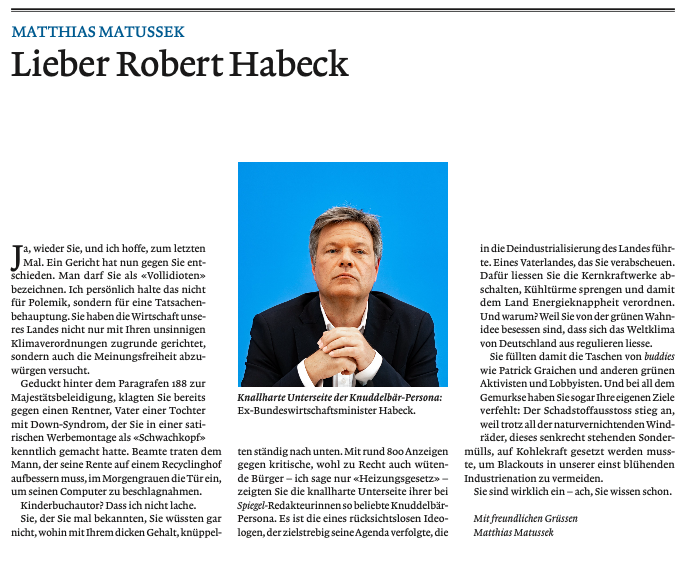 Hier ein letzter Gruß an den #Vollidioten Robert #Habeck, allerdings: er hat Schule gemacht😒