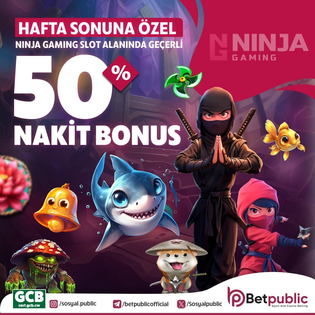 NİNJA GAMİNG %50 YATIRIM BONUSU

Hafta Sonu Minimum 500₺  
Maksimum 5.000₺ Yatırım Yap

Yatırım Sonrası Kodu Yaz
Bonusu Aktif Etmeyi Unutma,

Kod: ninja50
Kazandıran Bonusların Tek Adresi

Hafta Sonuna Özel Bu Büyük Bonusu Kaçırma

Güncel Giriş: Bio'da