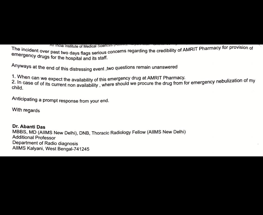 RohitBasfore08's tweet image. #SaveAIIMSkalyani
#CorruptionFreeAIIMSkalyani
Pathetic!
A complaint lodged by a faculty Doctors of AIIMS Kalyani about the unavailability of Life Saving Drugs at AIIMS Kalyani. 
          No action has been taken against the E.D &amp;amp; DDA 

Who is to b held responsible