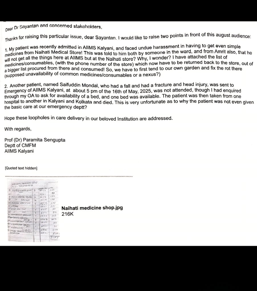 RohitBasfore08's tweet image. #SaveAIIMSkalyani
#CorruptionFreeAIIMSkalyani
Pathetic!
A complaint lodged by a faculty Doctors of AIIMS Kalyani about the unavailability of Life Saving Drugs at AIIMS Kalyani. 
          No action has been taken against the E.D &amp;amp; DDA 

Who is to b held responsible