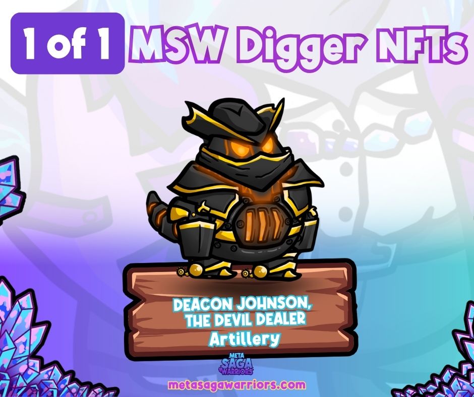 metasagawarrior's tweet photo. 1 of 1 Digger NFT: Deacon Johnson, The Devil Dealer (Artillery)

💀 This artillery has struck a deal with the devil. The power to win every duel.
This 1/1 NFT art is unique—there is no other like it.

🛒 Get diggers now! 🔗 https://t.co/f6HR33bhct https://t.co/nJoRqtmZGk