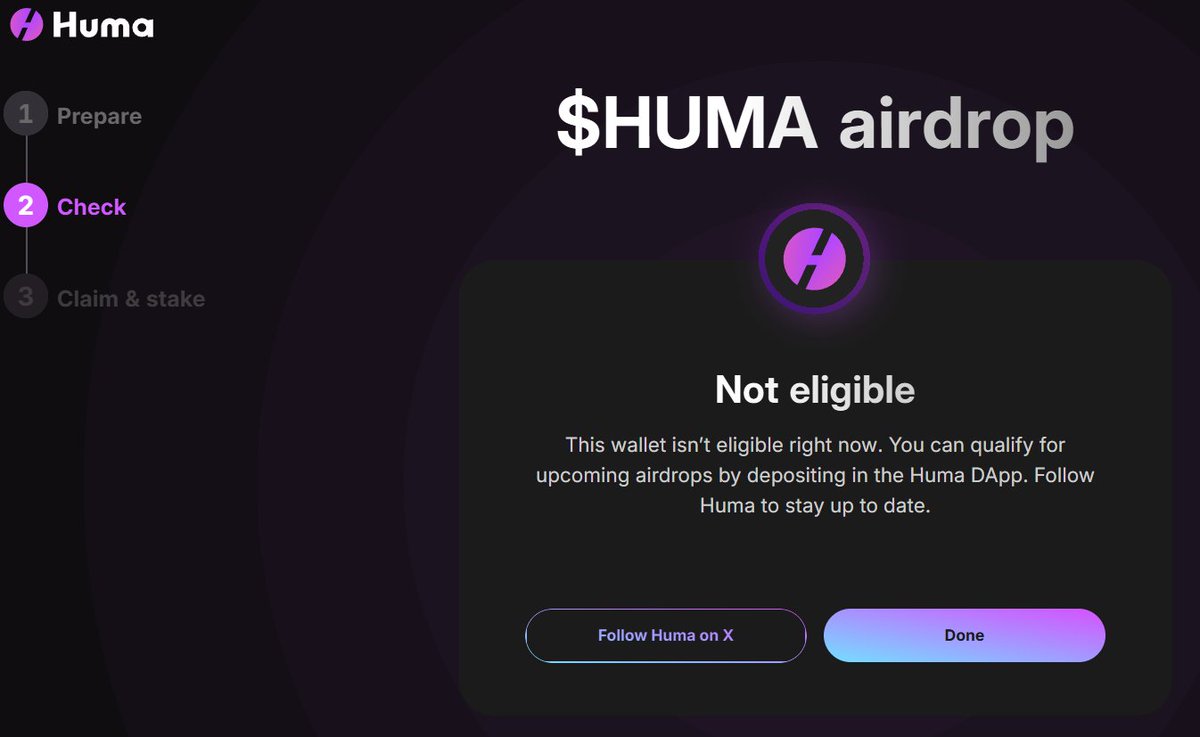 Erge (@silvererge) on Twitter photo Airdrop'a hak kazandın mı bir gir bak.
🪂<a href="/humafinance/">Huma Finance 🟣</a> airdrop'u için checker sayfası yayınlandı
🔥$HUMA airdrop'una hak kazanmış olabilirsiniz. Kontrol etmeyi unutmayın.
🔗claim.huma.finance
📌Kaç adet huma token kazanmışsınız?
#airdrop #huma Airdrop'a hak kazandın mı bir gir bak.
🪂<a href="/humafinance/">Huma Finance 🟣</a> airdrop'u için checker sayfası yayınlandı
🔥$HUMA airdrop'una hak kazanmış olabilirsiniz. Kontrol etmeyi unutmayın.
🔗claim.huma.finance
📌Kaç adet huma token kazanmışsınız?
#airdrop #huma