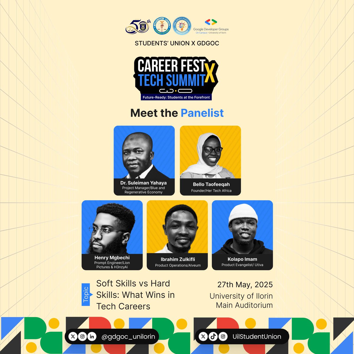 UilStudentUnion's tweet image. Here Comes Our Panelists — SU Tech Summit’25 🎤💡

We’re bringing the brain, the spice, and the experience to one stage.

At CareerFestxTechSummit 2025, we’re diving deep into what really drives success in tech: Soft Skills vs Hard Skills – What Wins in Tech Careers?