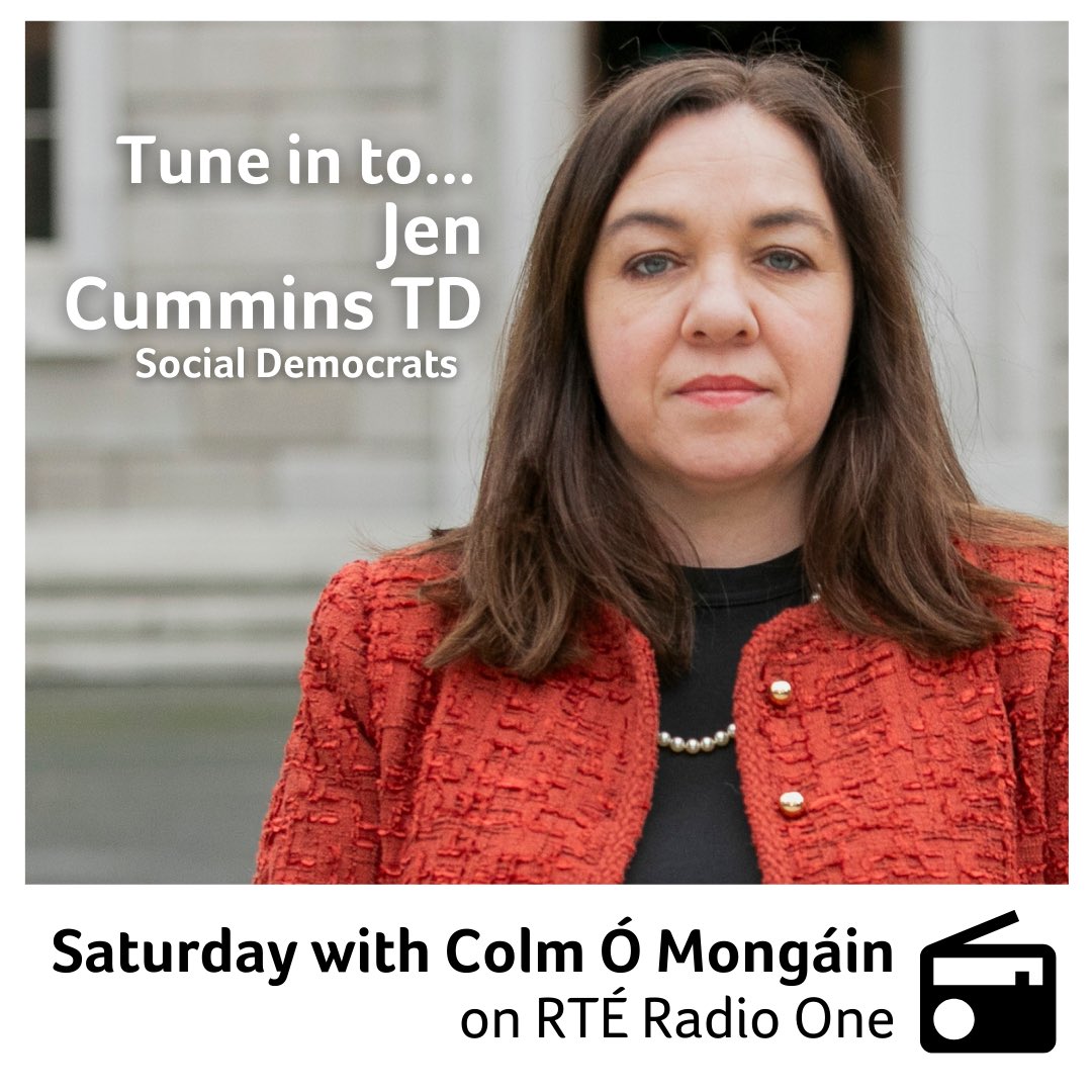 Social Democrats (@socdems) on Twitter photo Coming up on <a href="/SaturdayRTE/">Saturday with Colm Ó Mongáin</a> at 1pm, <a href="/JenCumminsTD/">Jen Cummins TD</a> will be joining the show. Coming up on <a href="/SaturdayRTE/">Saturday with Colm Ó Mongáin</a> at 1pm, <a href="/JenCumminsTD/">Jen Cummins TD</a> will be joining the show.