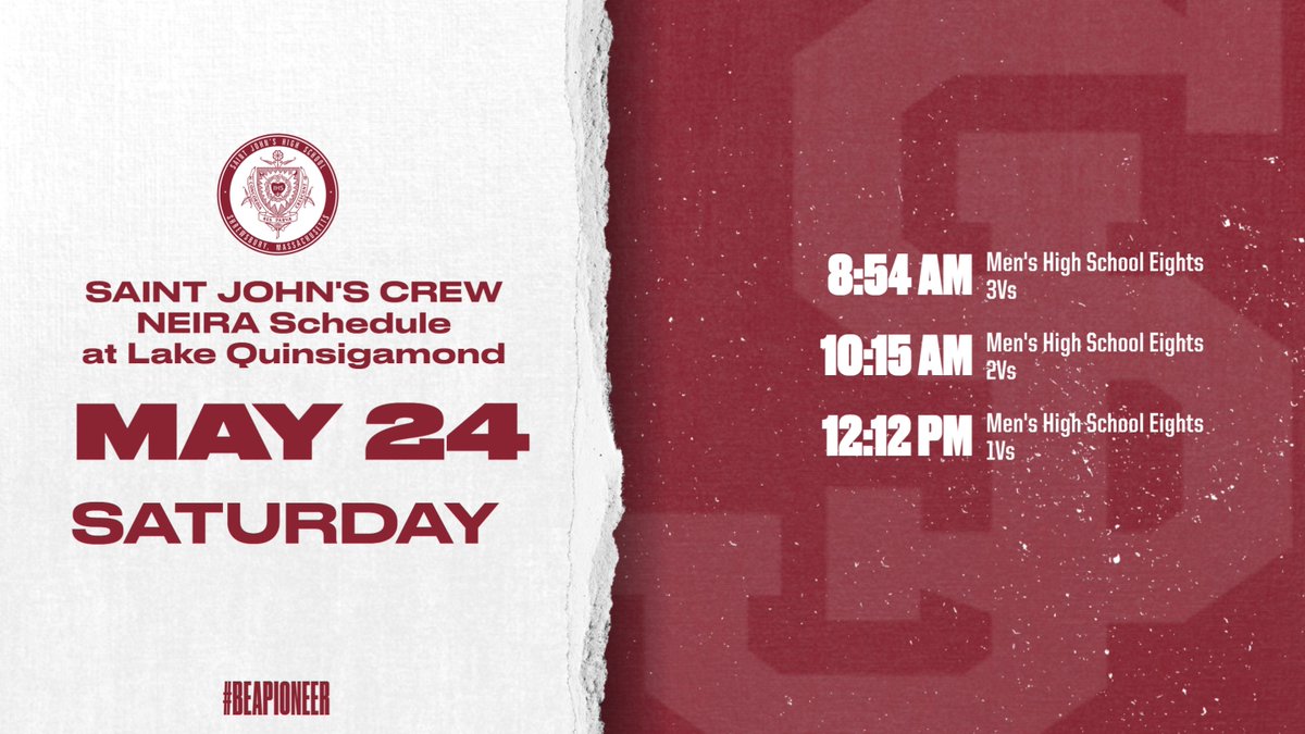 Today's NEIRAs Race Schedule for <a href="/StJohnsHSRowing/">St. John's HS Rowing</a> 

Live-Stream at overnght.com