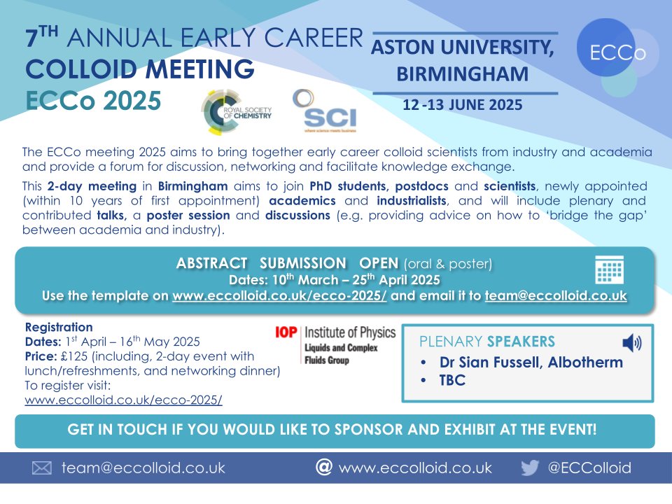 Priyanka Dey ๐ฉ๐ปโ๐ฌ (@priyankaadey) on Twitter photo ๐ข๐ขInterested in Colloid Science, Available on 12-13 June, can travel to Birmingham, Then DO Join the 2-day conference ECCo 2025. To enable ECRs to join us, you can now Register with ยฃ50 by scanning the QR code here. See you all there <a href="/RoySocChem/">Royal Society of Chemistry</a> <a href="/SCIupdate/">SCI โ Where Science Meets Business๐ก</a> @ColloidsGroup ๐ข๐ขInterested in Colloid Science, Available on 12-13 June, can travel to Birmingham, Then DO Join the 2-day conference ECCo 2025. To enable ECRs to join us, you can now Register with ยฃ50 by scanning the QR code here. See you all there <a href="/RoySocChem/">Royal Society of Chemistry</a> <a href="/SCIupdate/">SCI โ Where Science Meets Business๐ก</a> @ColloidsGroup