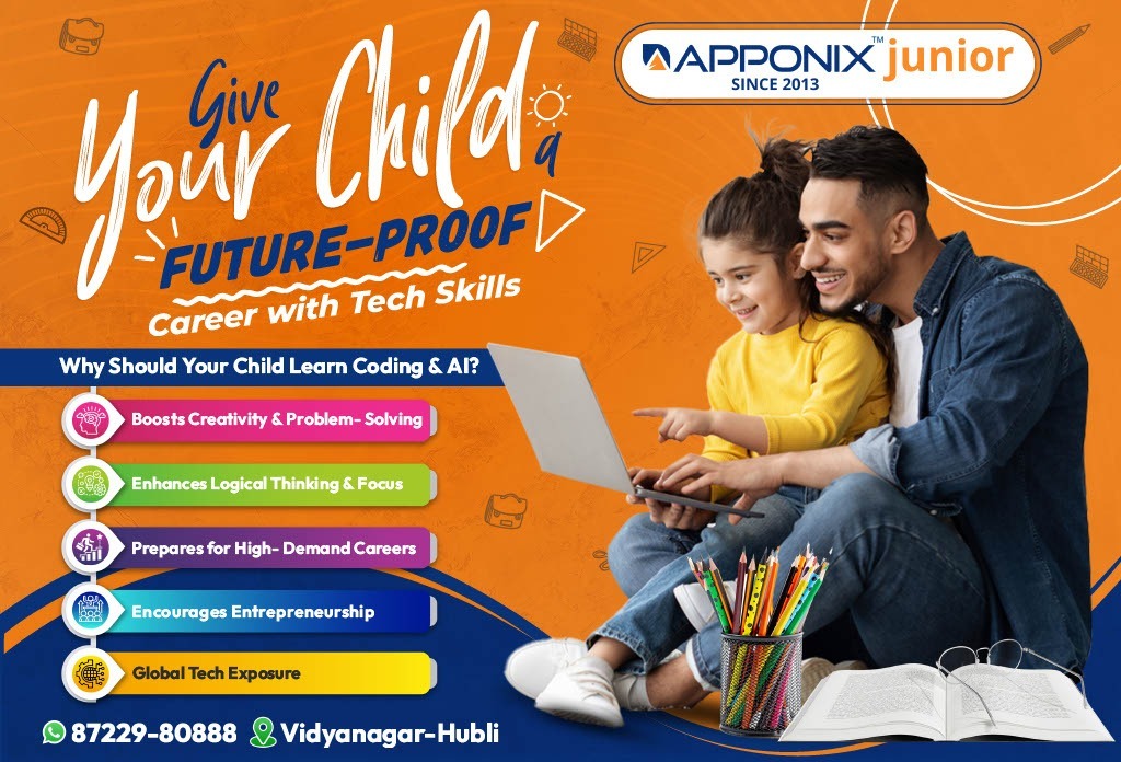 apponixjunior's tweet image. 👩‍💻✨ Future-Proof Your Child’s Career
Coding &amp;amp; AI at Apponix Junior boosts creativity &amp;amp; prepares kids for tomorrow 🚀
📍 Hubli | 📞 87229-80888
#ApponixJunior #AIForKids 🤖 #CodingForKids #STEMEducation 💡 #FutureCoders #HubliEducation