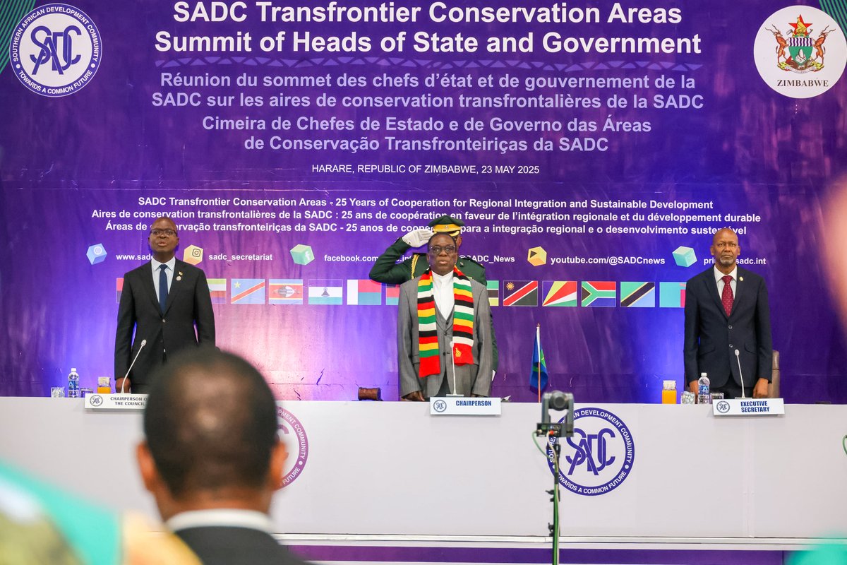 I officially opened  the 2025 SADC Transfrontier Conservation Area Summit in Harare, marking 25 years of regional cooperation in biodiversity and ecotourism.

We must strengthen regional biodiversity efforts through innovation, science-based solutions, and inclusive community