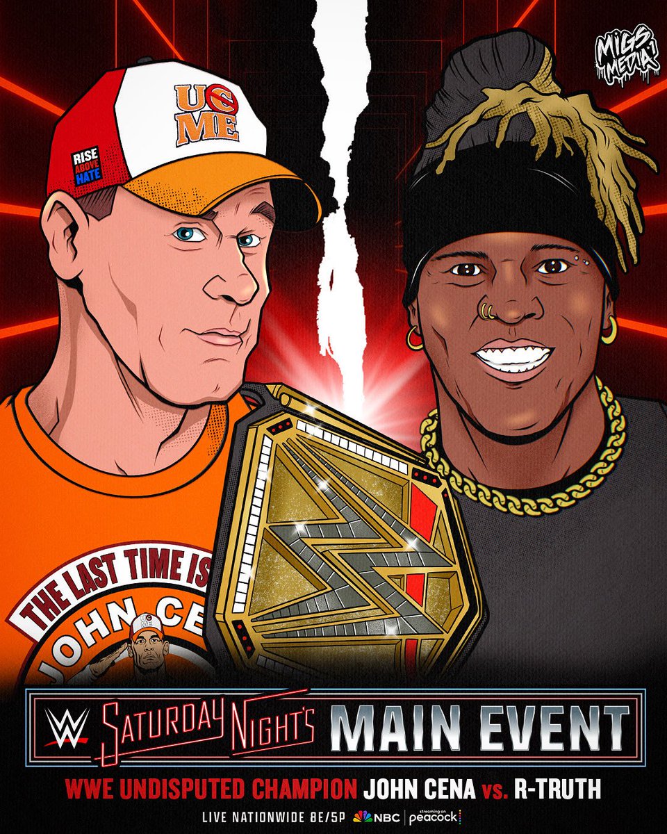 Tonight at <a href="/WWE/">WWE</a> Saturday Night’s Main Event <a href="/RonKillings/">Ron Killings</a> battles his “childhood” hero <a href="/JohnCena/">John Cena</a> #SNME 

#JohnCena #RTruth #MigsMedia1 #WrestlingArtist #NBC #Peacock #WWE #MITB #WWE2K25
