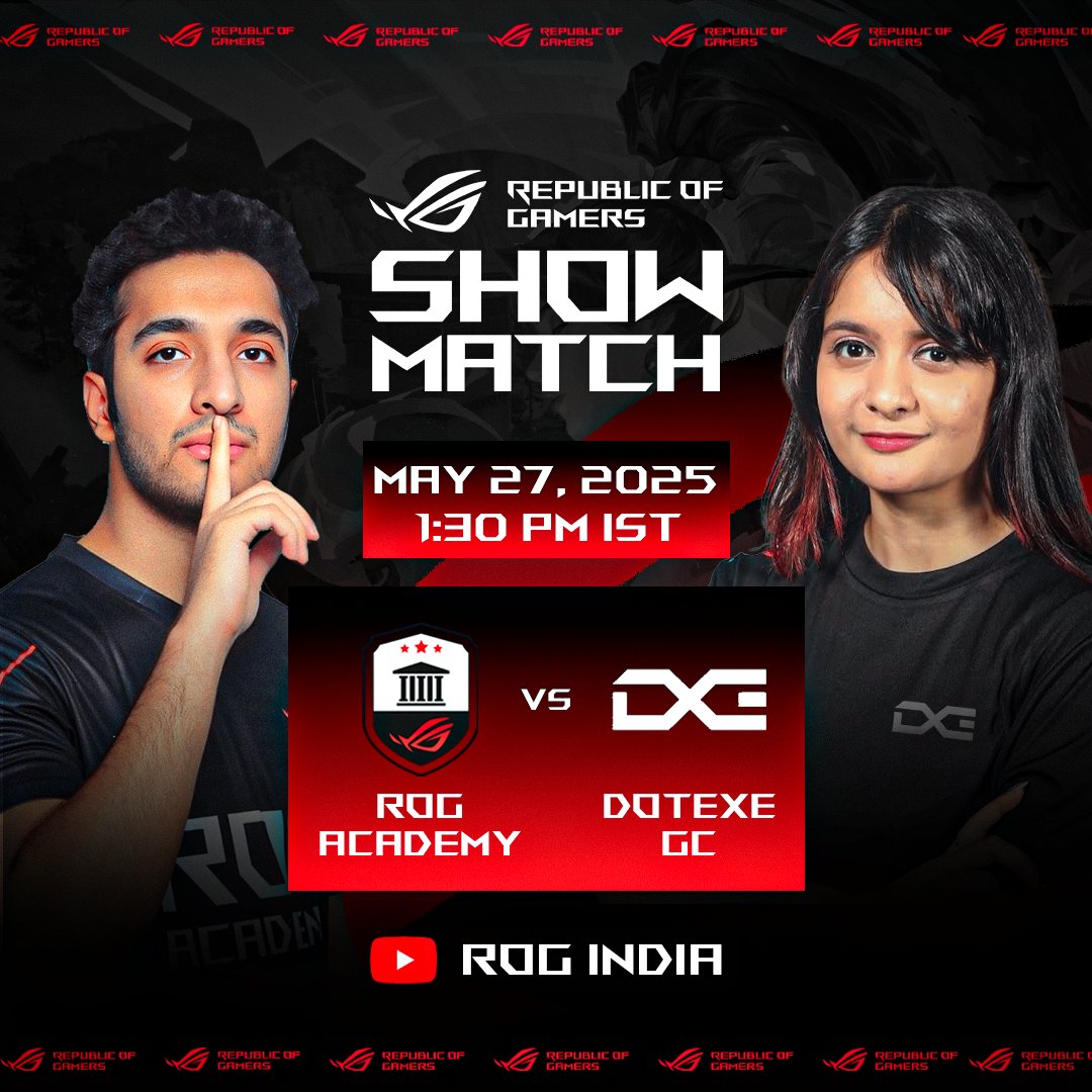 Two Titans. One Showdown.

Get ready for an epic clash as ROG Academy takes on DotExe GC in a high-voltage Show Match!
Catch the action LIVE on May 27 at 1:30 PM IST, only on ROG India’s YouTube channel.

#ROGShowMatch #ROGAcademyVsDXE #RepublicOfGamers #GameOn