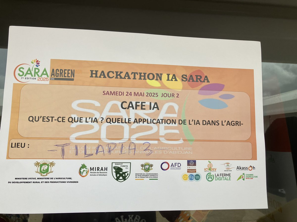 PILLAUD Hervé (@herve_pillaud) on Twitter photo 🥂🎂 Les #CafésIA soufflent leur 1re bougie et c’est en Côte d’Ivoire, au SARA, que nous célébrons l’événement avec le 1er Café IA dédié à l’agriculture en Afrique !
Merci au @CNNumerique et à <a href="/babgi/">Gilles Babinet</a> pour ce format qui fait germer l’intelligence collective
#Agreendefi #SARA2025 🥂🎂 Les #CafésIA soufflent leur 1re bougie et c’est en Côte d’Ivoire, au SARA, que nous célébrons l’événement avec le 1er Café IA dédié à l’agriculture en Afrique !
Merci au @CNNumerique et à <a href="/babgi/">Gilles Babinet</a> pour ce format qui fait germer l’intelligence collective
#Agreendefi #SARA2025