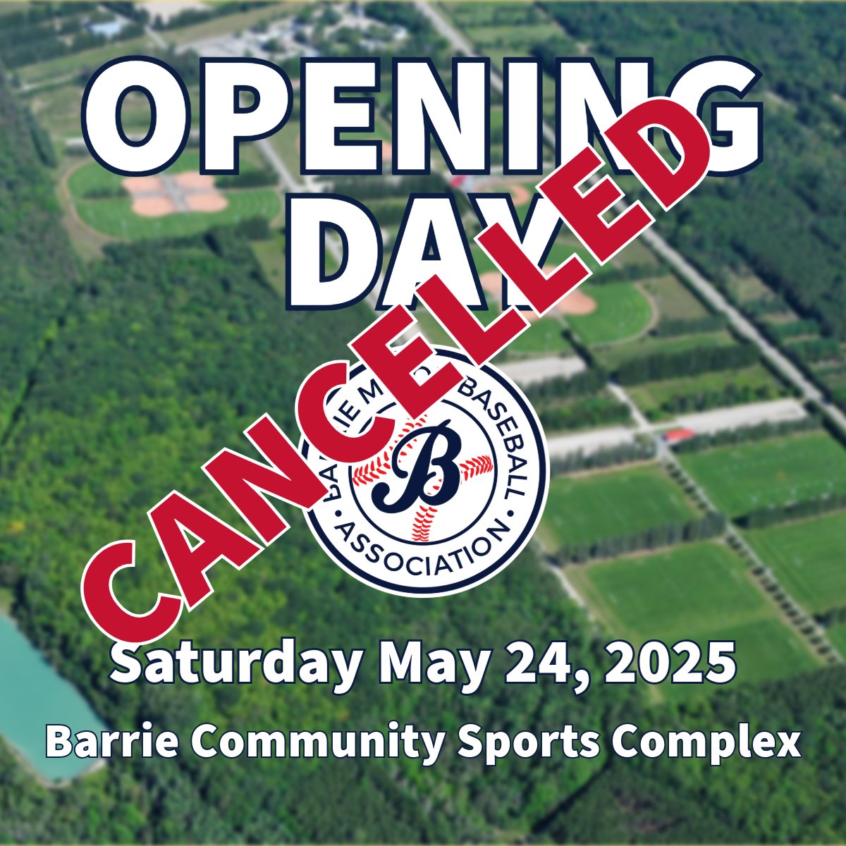 May 24 update: Opening Day cancelled

Unfortunately, Opening Day has been cancelled due to unplayable fields after the recent rain. 🌧️ Let's hope for brighter days ahead!
Remember that Picture Day is tomorrow. 
#RAINOUT #FieldConditions