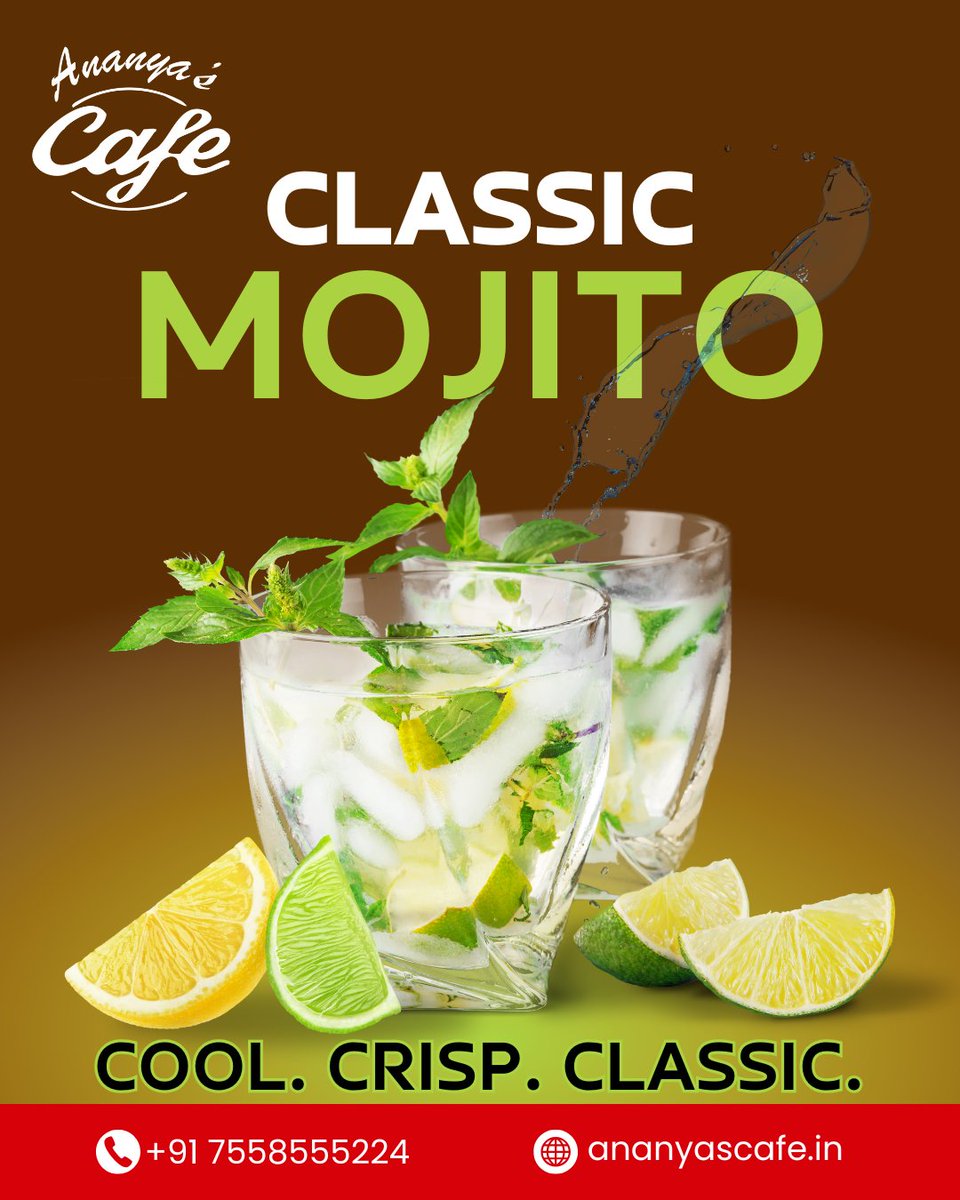 ananyascafe's tweet photo. 🍋✨ Sip the Classic!
Refresh your day with our cool, crisp, and classic Mojito – a perfect blend of lime, mint, and chill.
🧊 Taste the freshness at Ananya’s Café!
📍 Visit us or call: +91 7558555224
🌐 https://t.co/hE3hyZiVqA
#ClassicMojito #AnanyasCafe #CoolCrispClassic https://t.co/oEjyxl2cmv