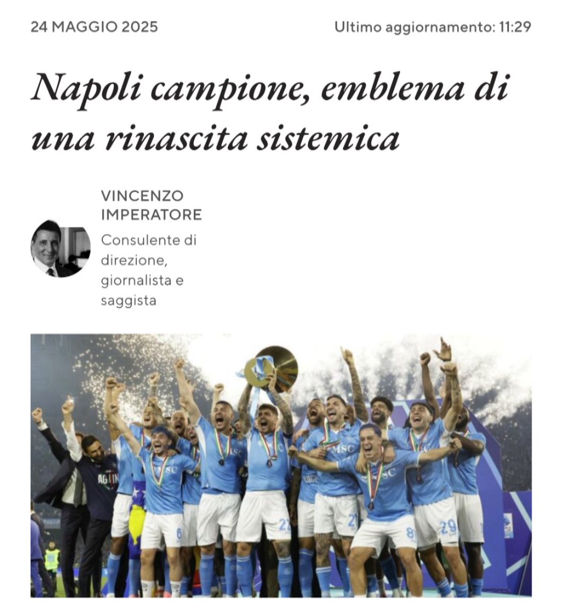 Vincenzo Imperatore👑🏦📈📚⚽️ (@imperatore1963) on Twitter photo Il mio articolo di oggi per <a href="/fattoquotidiano/">Il Fatto Quotidiano</a> 🏆<a href="/sscnapoli/">Official SSC Napoli</a> #napolicampione ilfattoquotidiano.it/2025/05/24/nap… Il mio articolo di oggi per <a href="/fattoquotidiano/">Il Fatto Quotidiano</a> 🏆<a href="/sscnapoli/">Official SSC Napoli</a> #napolicampione ilfattoquotidiano.it/2025/05/24/nap…
