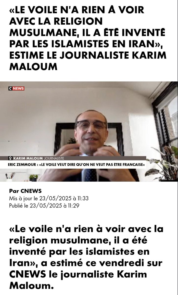 "Le voile n'a rien à voir avec la religion musulmane, il a été inventé par les islamistes en Iran"

Le vide sidéral dans les médias français.
Comment peut-on laisser un individu dire de telles aberrations.