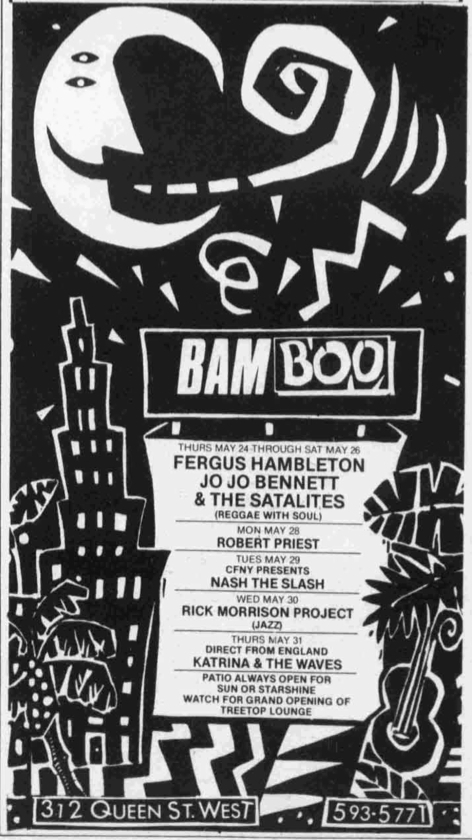 Today in 1984 - The Sattalites play The Bamboo. 1st of 3 nights. #reggae #Toronto