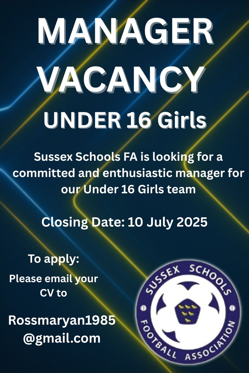 Sussex Schools FA have the following coaching positions available for 2025/26