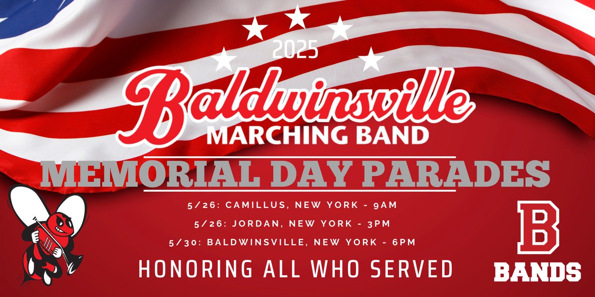 Join the Marching Bees as we honor Memorial Day 2025 and all those who have served. We will be performing in three communities starting Monday! Go Bees!