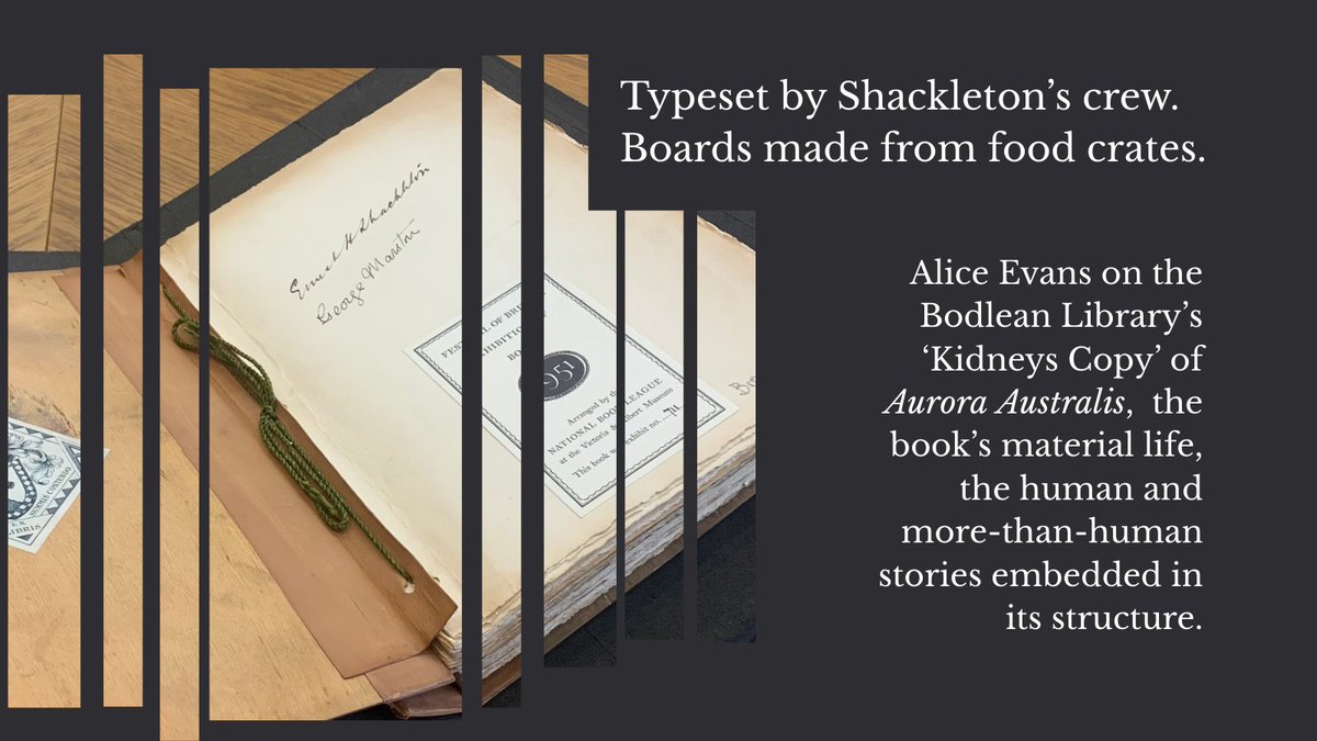 @antarcticstories (@antarcticstory) on Twitter photo More-than-human stories, 10 June: Alice Evans presents her conservation work on the <a href="/bodleianlibs/">Bodleian Libraries</a>’s ‘Kidneys Copy’ of Aurora Australis.
Full programme and booking info:
antarcticstories.web.ox.ac.uk/event/more-hum…
#MoreThanHumanStories More-than-human stories, 10 June: Alice Evans presents her conservation work on the <a href="/bodleianlibs/">Bodleian Libraries</a>’s ‘Kidneys Copy’ of Aurora Australis.
Full programme and booking info:
antarcticstories.web.ox.ac.uk/event/more-hum…
#MoreThanHumanStories