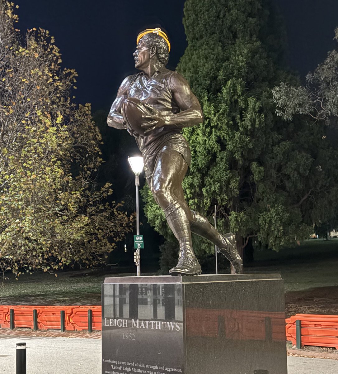 A Hawthorn fan has sacrificed a beanie to go on the Leigh Matthews statue