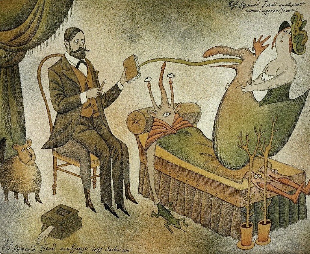 Freud analizando sus sueños
Por Adolf Born