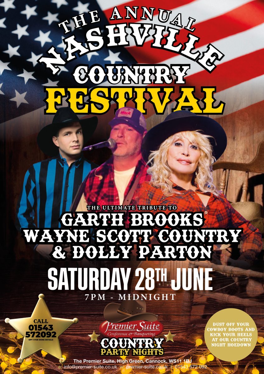 The Premier Suite (@thepremiersuite) on Twitter photo ๐บ๐ธ Yee-Haw! ๐ป๐๐ ๐จ๐๐๐๐๐ '๐ต๐๐๐๐๐๐๐๐ ๐ช๐๐๐๐๐๐ ๐ญ๐๐๐๐๐๐๐' on Saturday 28th June๐ค
Grab your Boots & Stetson for a Night of Live Country Music with tributes to Garth Brooks & Dolly Parton including the popular Wayne Scott Country๐ต
T:01543 572092-Opt1 ๐บ๐ธ Yee-Haw! ๐ป๐๐ ๐จ๐๐๐๐๐ '๐ต๐๐๐๐๐๐๐๐ ๐ช๐๐๐๐๐๐ ๐ญ๐๐๐๐๐๐๐' on Saturday 28th June๐ค
Grab your Boots & Stetson for a Night of Live Country Music with tributes to Garth Brooks & Dolly Parton including the popular Wayne Scott Country๐ต
T:01543 572092-Opt1