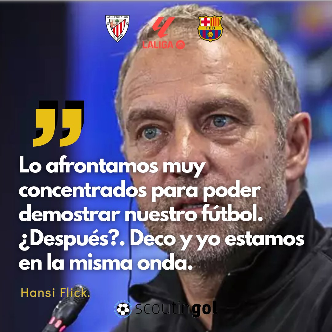 scoutingol's tweet photo. 🎙 RDP #HANSIFLICK ⚽

🗨 “Lo afrontamos muy concentrados para poder demostrar nuestro fútbol. ¿Después? Deco y yo estamos en la misma onda”.

📹 https://t.co/umReIqS6gD vía MD

▶ ¿Último de #AnsuFati⁉

#BilbaoBarça
#Barça #LALIGAEASPORTS #LaLiga
#fútbol #scouting #scoutingol https://t.co/Mfba0SBLqj