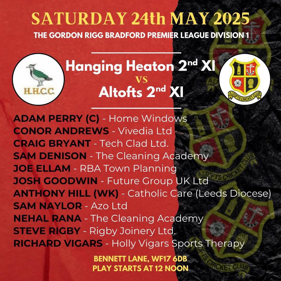 Altofts Cricket Club (@altoftscc) on Twitter photo The 1st XI start a 3 week spell of playing down the lane, and today host <a href="/Hangingheatoncc/">Hanging Heaton CC</a> with the 2nd XI travelling to Bennett Lane
Live scores:
1st XI - altofts.play-cricket.com/website/result…
Live Streaming - youtube.com/live/CM83ngt4Q…
2nd XI - altofts.play-cricket.com/website/result…
#upthetofts 
#upthetwos 🏏 The 1st XI start a 3 week spell of playing down the lane, and today host <a href="/Hangingheatoncc/">Hanging Heaton CC</a> with the 2nd XI travelling to Bennett Lane
Live scores:
1st XI - altofts.play-cricket.com/website/result…
Live Streaming - youtube.com/live/CM83ngt4Q…
2nd XI - altofts.play-cricket.com/website/result…
#upthetofts 
#upthetwos 🏏