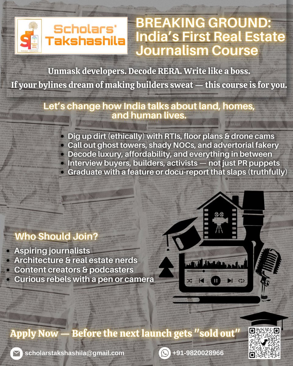 scholarstak's tweet photo. India’s 1st Real Estate Journalism Course

#nikhilpattani #scholarstakshashila #nikhilpattaniofficial 
#RealEstateRebels #BuilderBluffBusters #InvestigativeIndia #RTIWarriors #NOCNinjas #ExposeAndWrite #JournalismCourseIndia #SkylineTruths #NoMoreSpin https://t.co/mpUaS38XRz