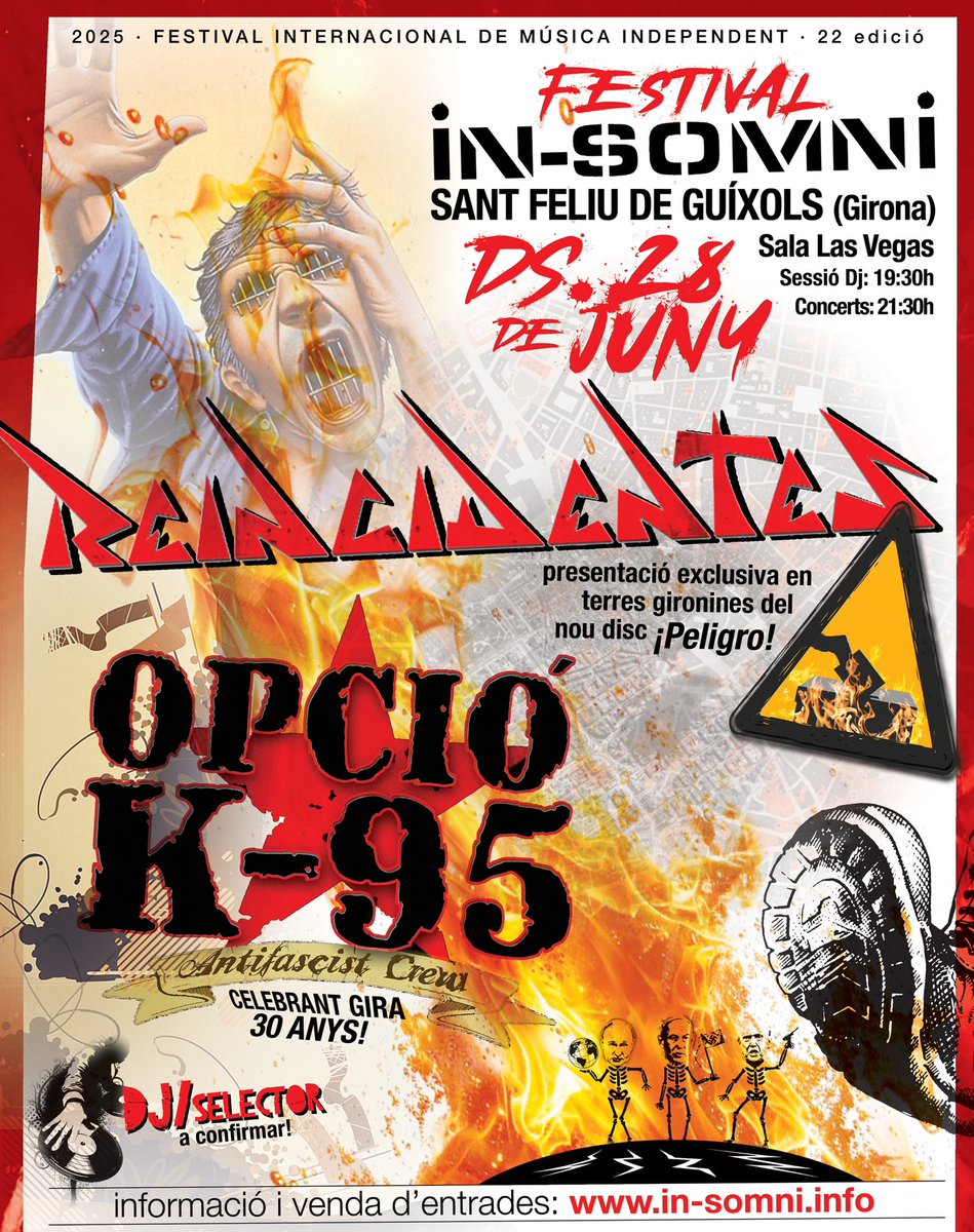 In-Somni Festival (@insomnifestival) on Twitter photo ⚡️28 JUNY • l’in-somni.info tanca gira amb una gran nit de Punk, Rock, Oi ⚡️ Atents al canvi de preu de l’entrada 😅
No hi faltis ✊🎸🥁🎶 i no badis, pilla l’anticipada ara i estalvia €! 😉
A #santfeliudeguixols #salalasvegas <a href="/reincidentesofi/">Reincidentes</a> <a href="/opcioK95/">OPCIO K 95</a> <a href="/RockZone/">RockZone</a> ⚡️28 JUNY • l’in-somni.info tanca gira amb una gran nit de Punk, Rock, Oi ⚡️ Atents al canvi de preu de l’entrada 😅
No hi faltis ✊🎸🥁🎶 i no badis, pilla l’anticipada ara i estalvia €! 😉
A #santfeliudeguixols #salalasvegas <a href="/reincidentesofi/">Reincidentes</a> <a href="/opcioK95/">OPCIO K 95</a> <a href="/RockZone/">RockZone</a>