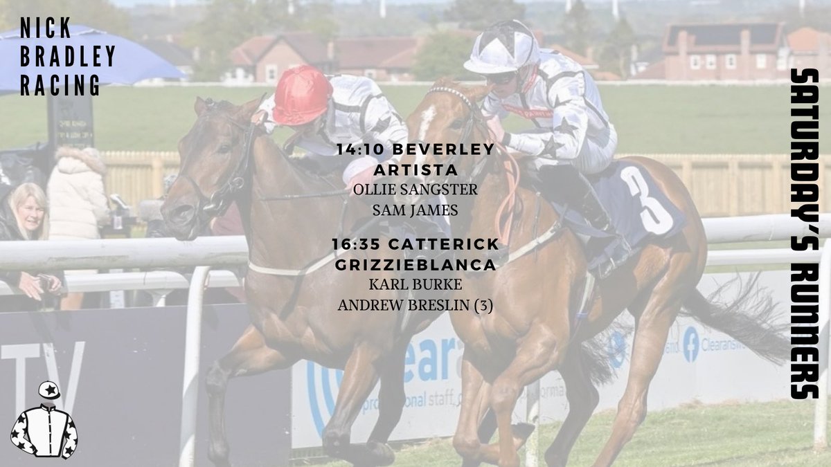 Nick Bradley Racing (@nbradleyracing) on Twitter photo We have two runners today, starting with Artista in the Hilary Needler at <a href="/Beverley_Races/">Beverley Racecourse</a> for <a href="/OllieSangster/">Ollie Sangster</a> and <a href="/samjock22/">Sam James</a>
Grizzieblanca will look to build on the promise shown the last day on the Westwood at <a href="/CatterickRaces/">Catterick Racecourse</a>
Good luck to both sets of owners We have two runners today, starting with Artista in the Hilary Needler at <a href="/Beverley_Races/">Beverley Racecourse</a> for <a href="/OllieSangster/">Ollie Sangster</a> and <a href="/samjock22/">Sam James</a>
Grizzieblanca will look to build on the promise shown the last day on the Westwood at <a href="/CatterickRaces/">Catterick Racecourse</a>
Good luck to both sets of owners